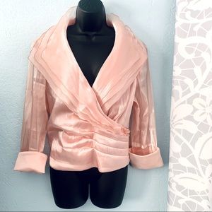 Coldwater Creek Peach Iridescent Surplice Blouse Size 14